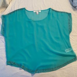 Turquoise Forever 21 Sheer Top (Size M)